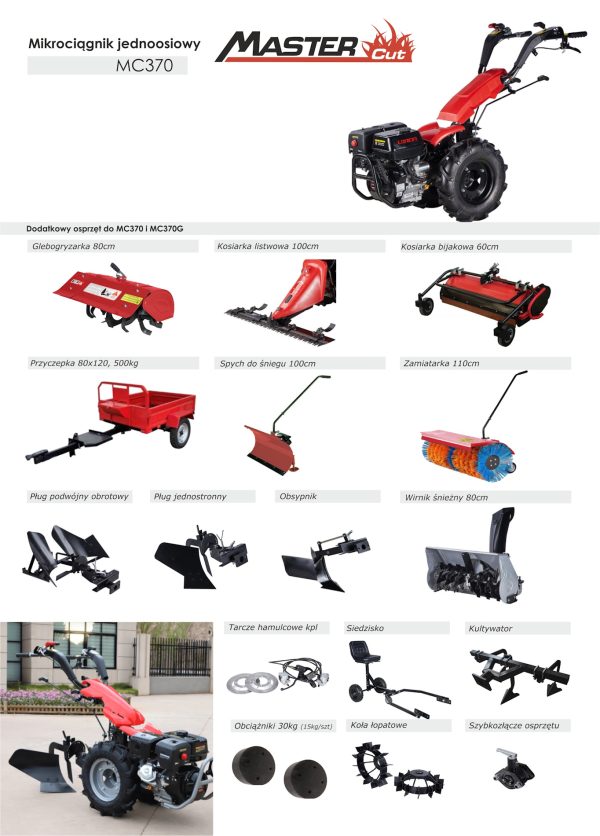 Traktor jednoosiowy Mastercut MC370 z glebogryzarką 80 cm - obrazek 2